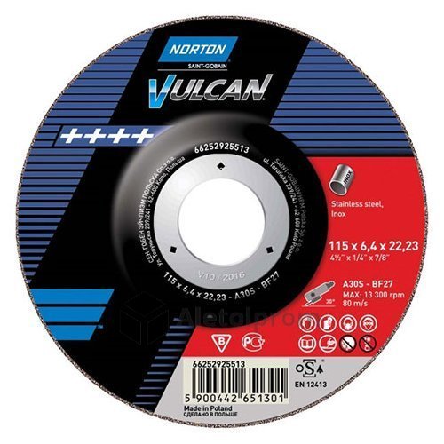 Диск отрезной Norton Vulcan Inox Т42 125х22.23 для нержавеющей стали